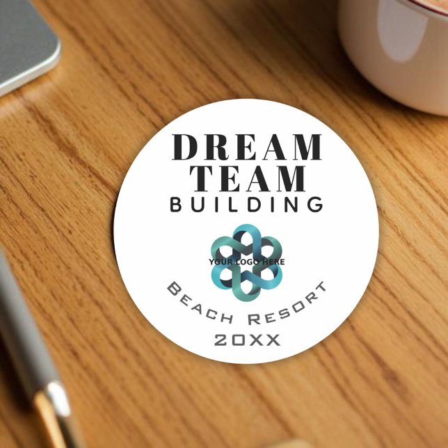 Dream Team Team Building Company Logo Employee Classic Round Sticker (Creator Uploaded)