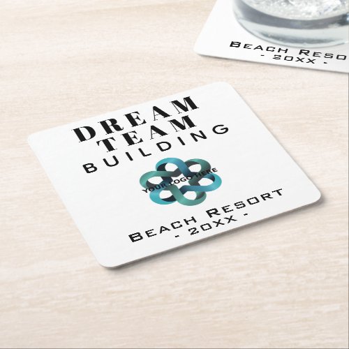 Dream Team Team Building Company Logo Square Paper Coaster