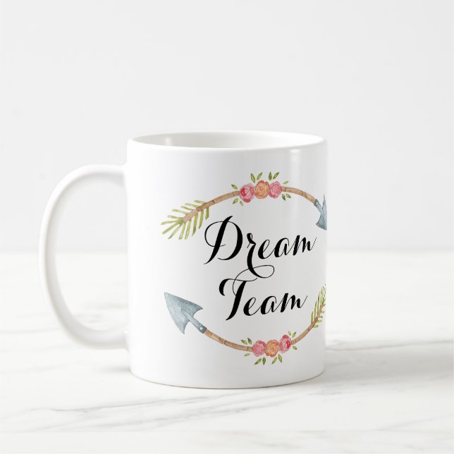 'Dream Team' Watercolor Tribal Arrows Coffee Mug (Left)