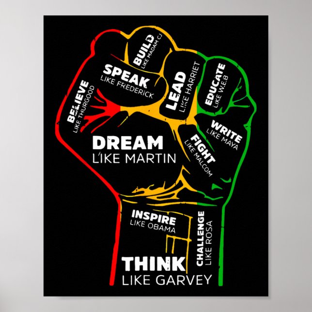Dream Think Speak Black History Month Hand Strong  Poster (Front)