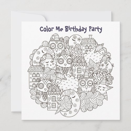*~* Dream Time Customizable COLOR ME Birthday Invitation