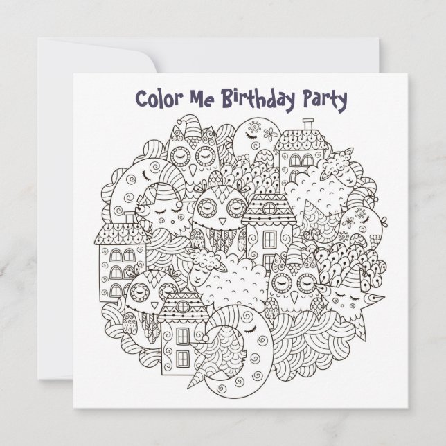 *~* Dream Time Customizable COLOR ME Birthday Invitation (Front)