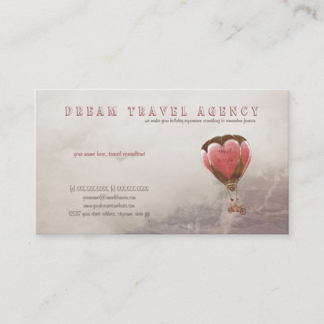 Dream Travel Agency business card (Front)