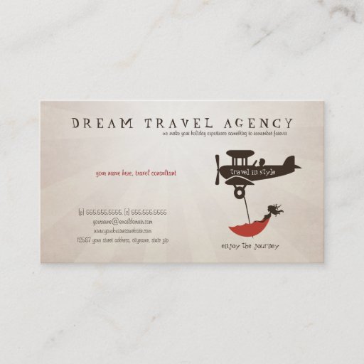 Customizable Dream Travel Agency business card