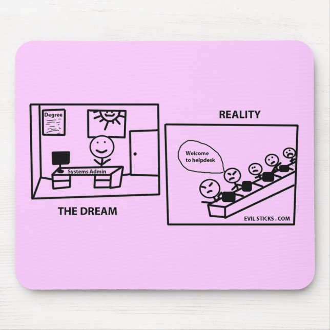 Dream vs Reality - Working in IT Mouse Pad (Front)