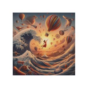 Dream Weaver's Journey: Fantasy Hot Air Balloons Wood Wall Art