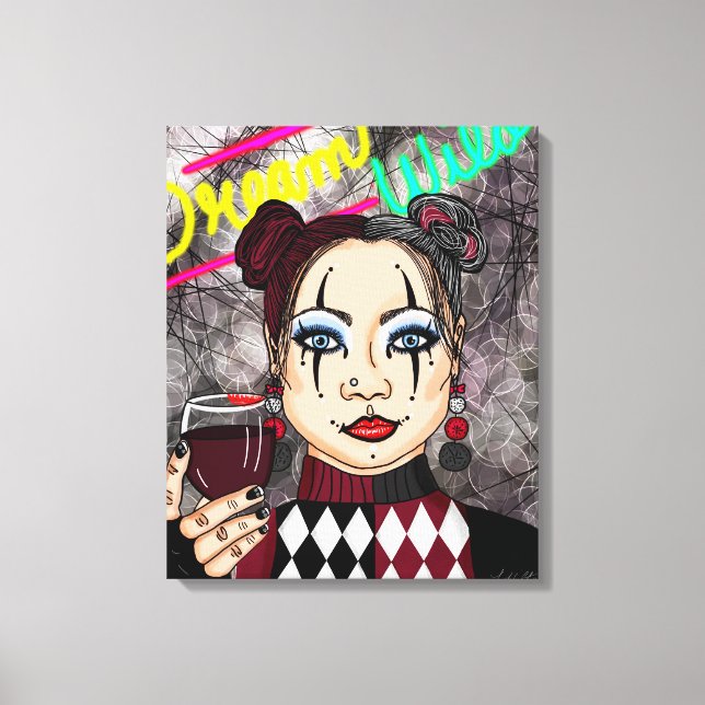 Dream Wild | Gothic Harlequin Jester Girl Canvas Print (Front)