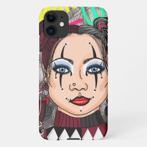 Dream Wild  Gothic Harlequin Jester Girl   iPhone 11 Case