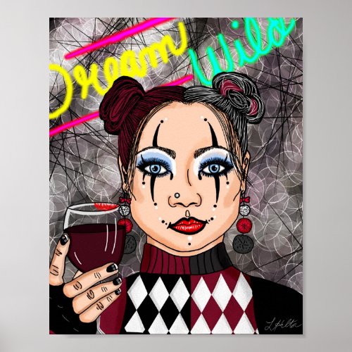 Dream Wild Jester Harlequin Woman Poster