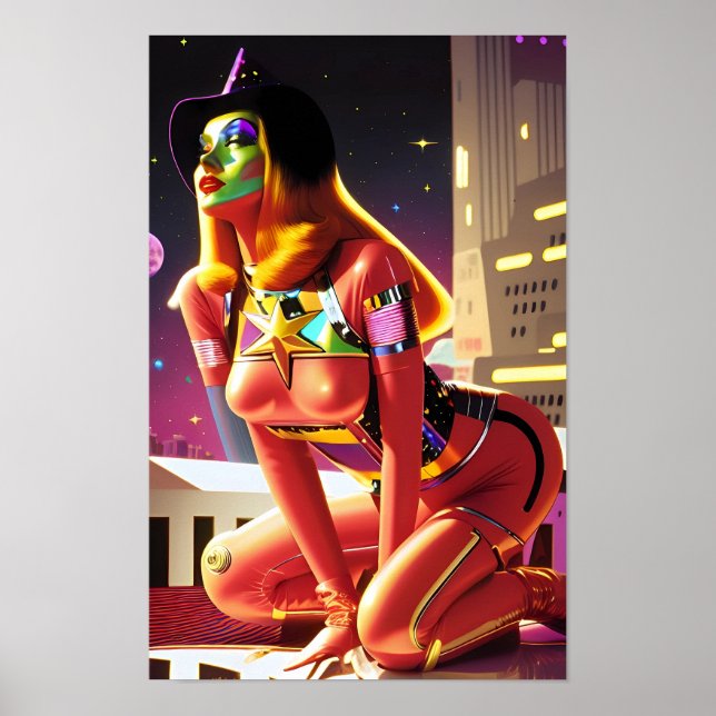 Dream Witch Over Metropolis Ken Gage Sci-Fi Poster (Front)