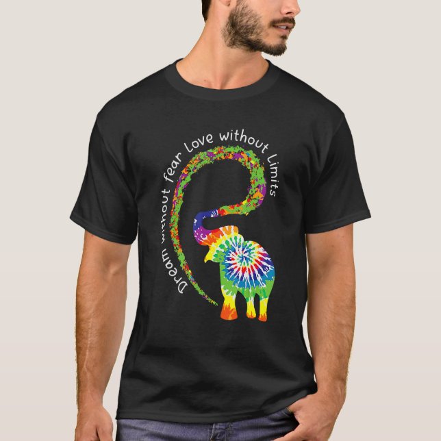 Dream Without Fear Love Elephant Lgbt Pride Tie Dy T-Shirt (Front)