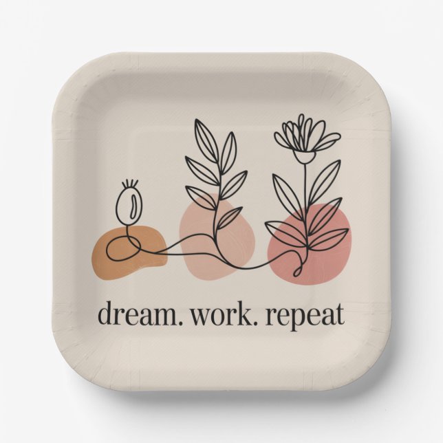 Dream. Work. Repeat Paper Plates (Front)