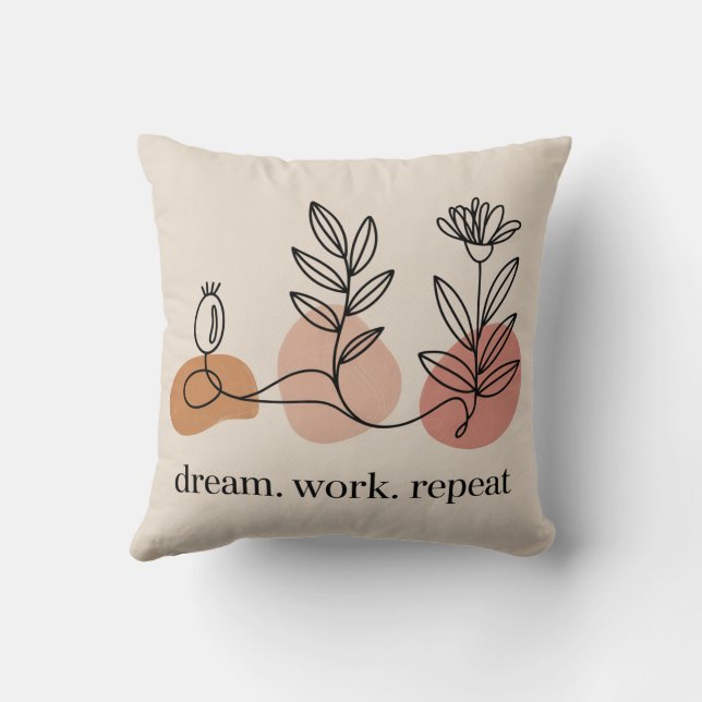Dream. Work. Repeat Throw Pillow (Back)