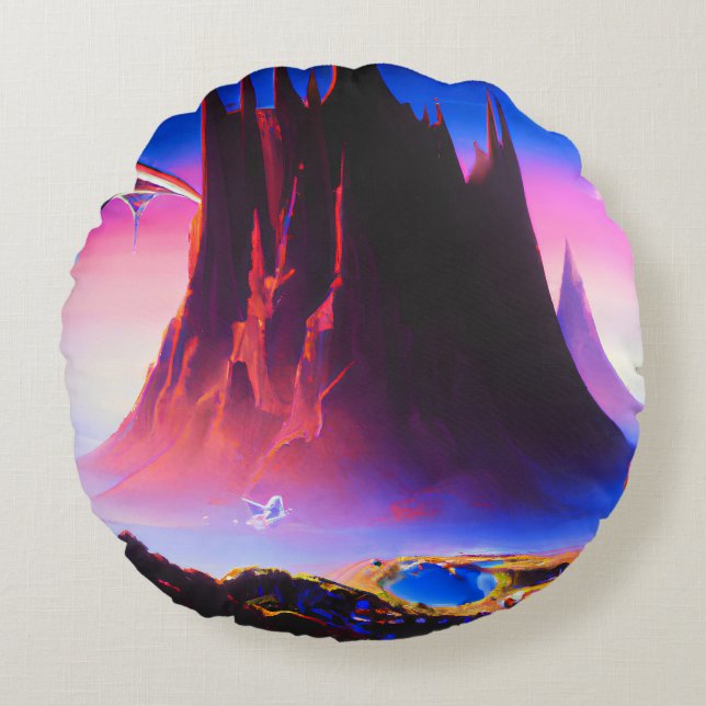 Dream World Oil Painting Round Pillow (Front)