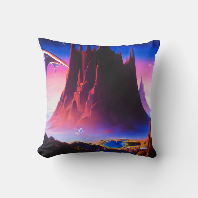 Dream World Oil Painting Throw Pillow (Front)