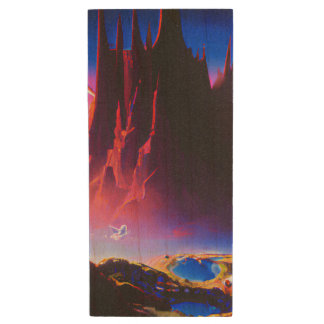 Dream World Oil Painting Wood Flash Drive