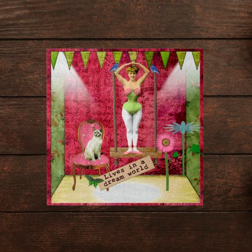 Dream World Vintage Funky Ballerina Altered Art  Jigsaw Puzzle