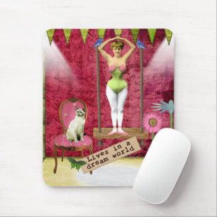 Dream World Vintage Funky Ballerina Altered Art Mouse Pad