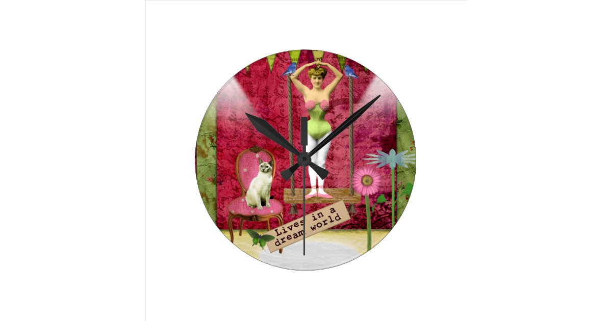World Ballerina Altered Art Round Clock | Zazzle.com