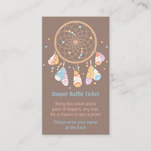 Dreamcatcher Baby Shower Diaper Raffle Ticket Enclosure Card
