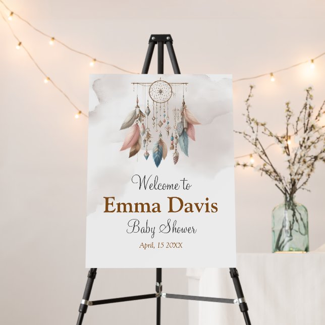 Dreamcatcher Baby Shower Welcome Sign (In Situ (Stand))
