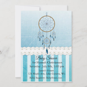 Dreamcatcher Blue Boy's Baby Shower Invitations