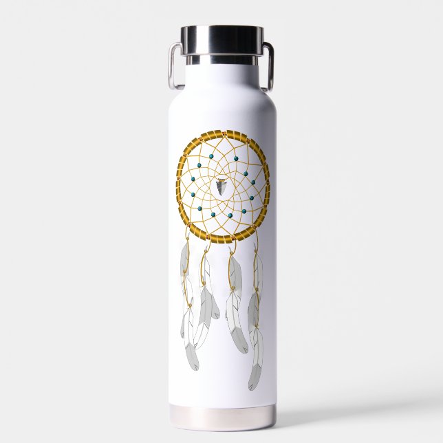 Dreamcatcher--Blue Turquoise Water Bottle (Front)