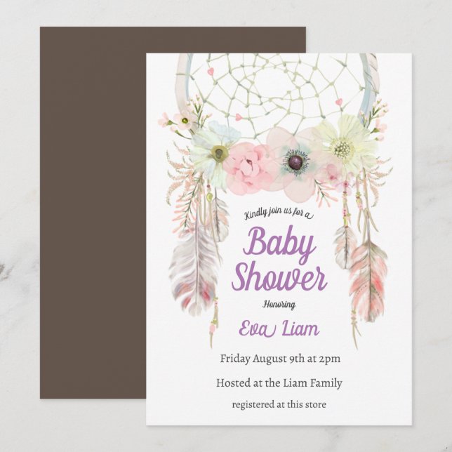 Dreamcatcher Bohemianism Baby shower Invitation (Front/Back)