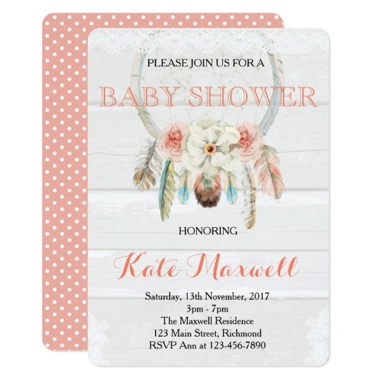 dreamcatcher boho baby shower invitation zazzle com