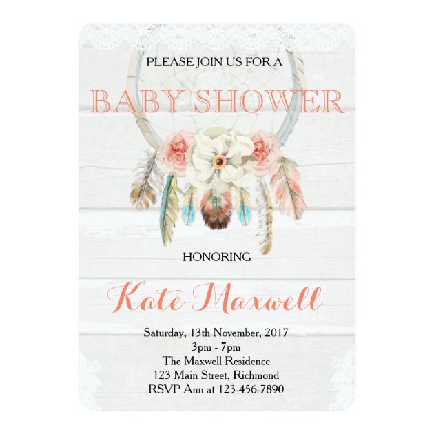 Dreamcatcher Boho Baby Shower Invitation