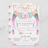 Dreamcatcher Boho Baby Shower Invitation Tribal