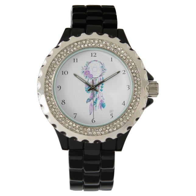 *~* Dreamcatcher Boho Flowers Bead Feather Tribal Watch (Front)