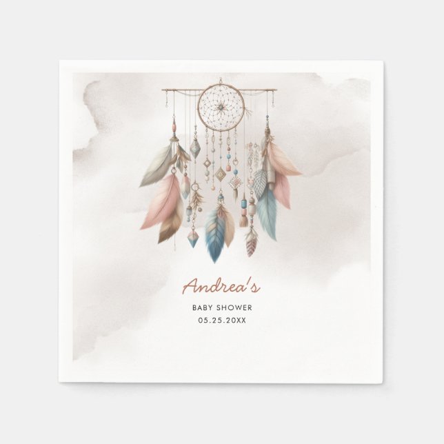 Dreamcatcher Boho Pastel Napkins (Front)