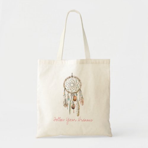 Dreamcatcher Boho Watercolor Rustic Tote Bag