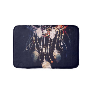 Dreamcatcher, branches, boho style, digital art. bath mat