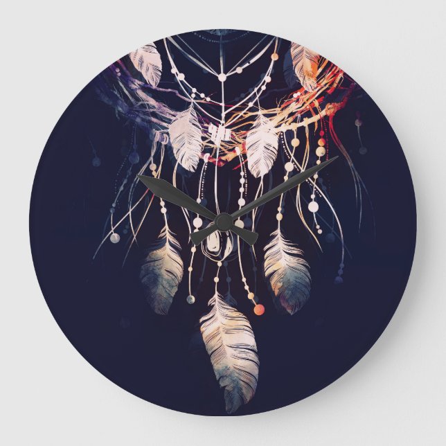Dreamcatcher, branches, boho style, digital art. large clock (Front)