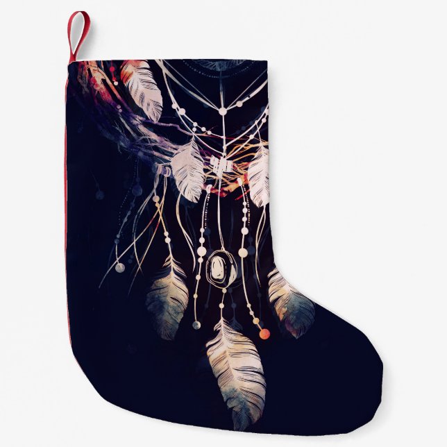 Dreamcatcher, branches, boho style, digital art. small christmas stocking (Front)