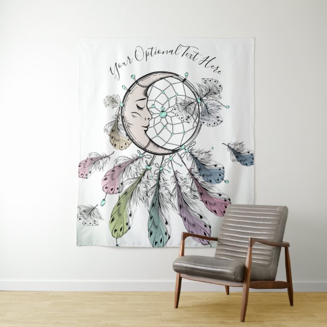 Dreamcatcher custom text tapestry (In Situ)
