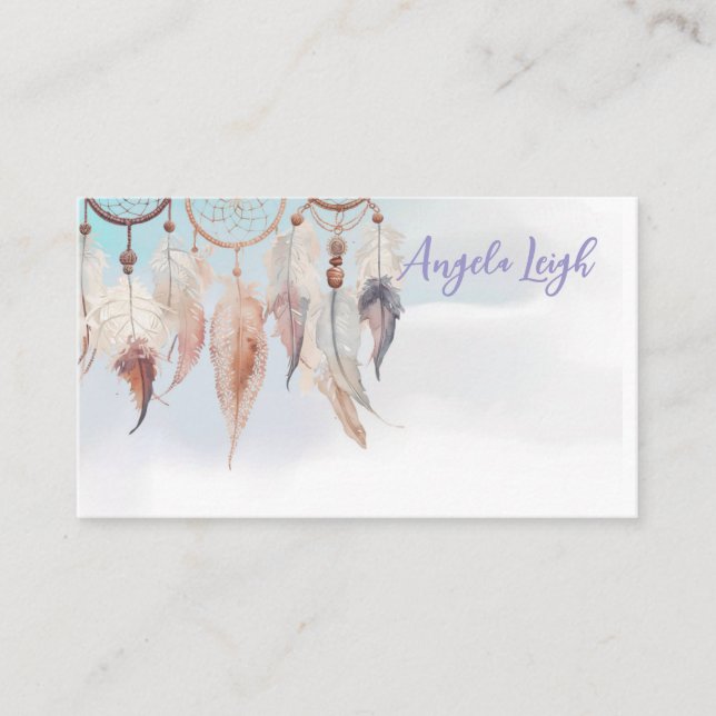 Dreamcatcher, Feather, Native Style Business Cards (Front)