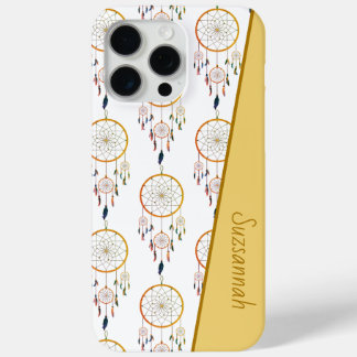 Dreamcatcher Feather Pattern Boho Custom Name iPhone 15 Pro Max Case