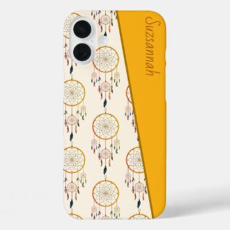 Dreamcatcher Feather Pattern Boho Custom Name iPhone 16 Plus Case