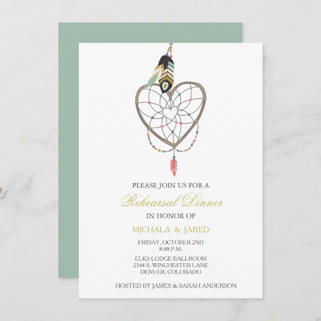 Dreamcatcher Feather Wedding Rehearsal Invitation Zazzle