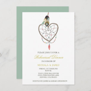 Dreamcatcher Feather Wedding Rehearsal Invitation