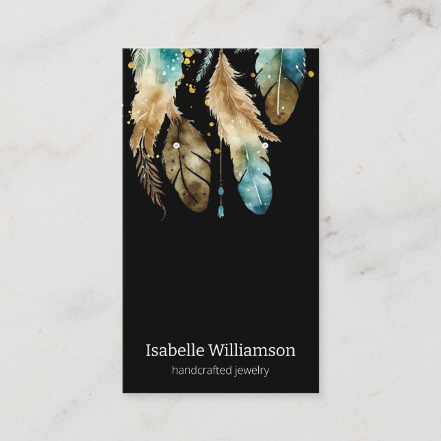 Dreamcatcher Feathers Jewelry Earring Display Business Card (Front)