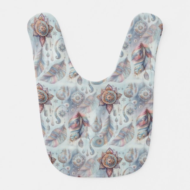 Dreamcatcher in a Bohemian theme Baby Bib (Front)