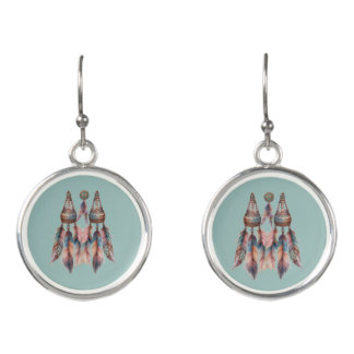 Dreamcatcher in a Bohemian theme Earrings