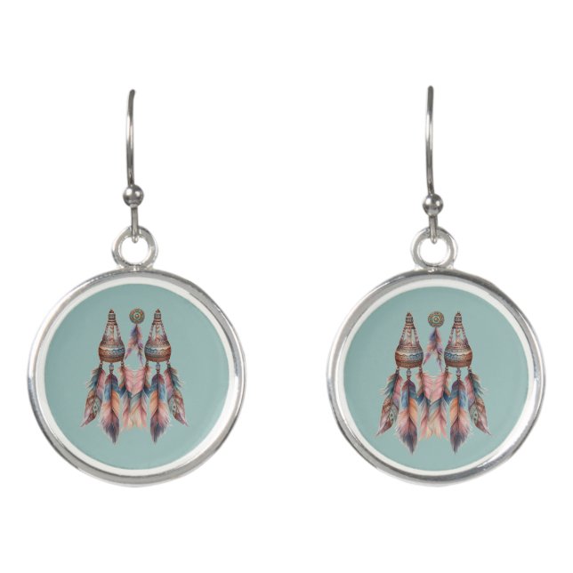 Dreamcatcher in a Bohemian theme Earrings (Front)