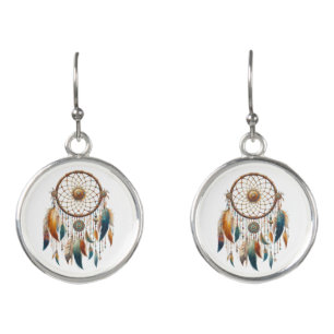 Dreamcatcher in a Bohemian theme Earrings