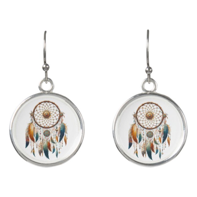Dreamcatcher in a Bohemian theme Earrings (Front)