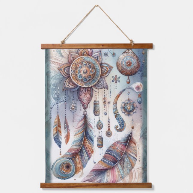 Dreamcatcher in a Bohemian theme Hanging Tapestry (Front)